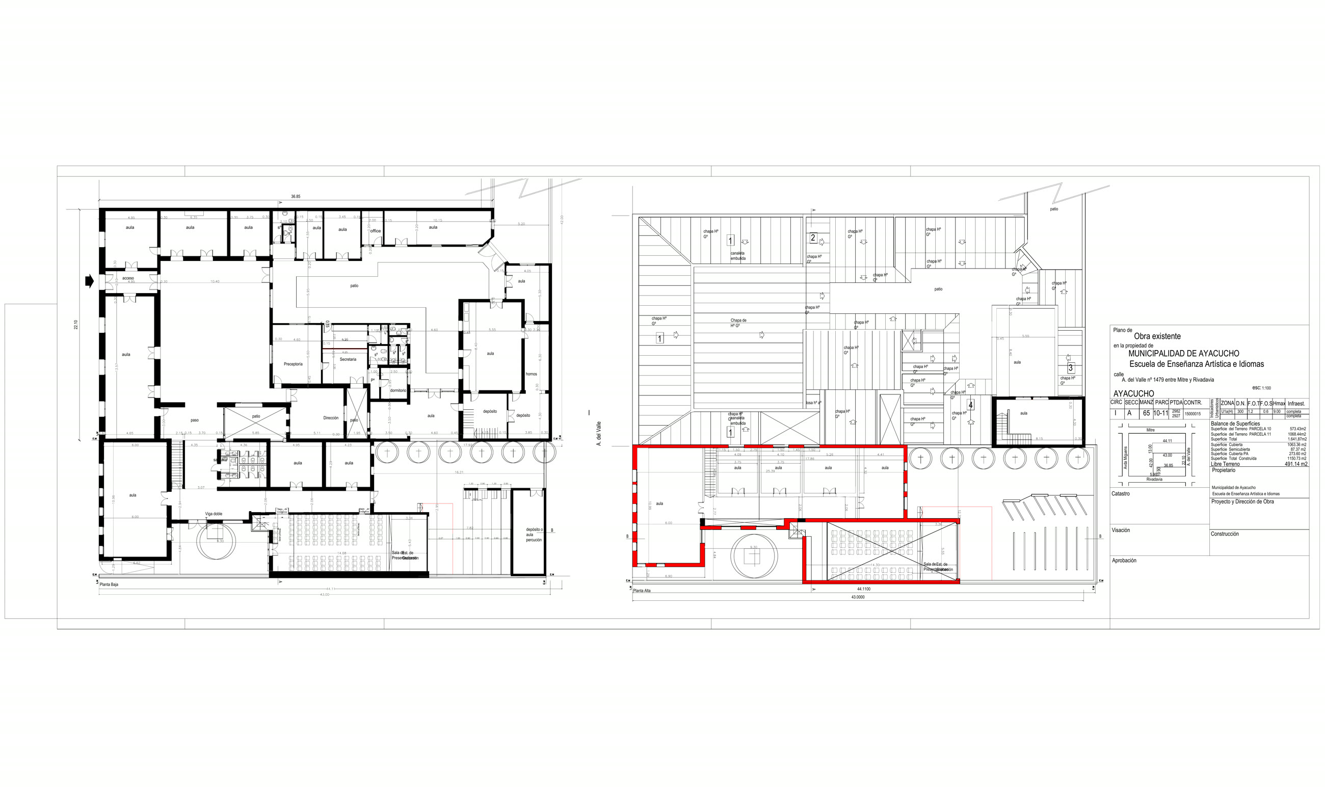 Plano de planta baja y planta alta de EMEAI